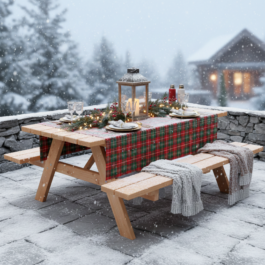 stół piknikowy Barry świątecznie przystrojony